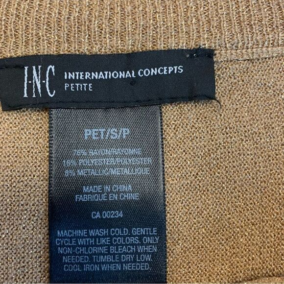 I.n.c. International concepts Metallic glitter gold Long sleeve crewneck sweater - Picture 7 of 10
